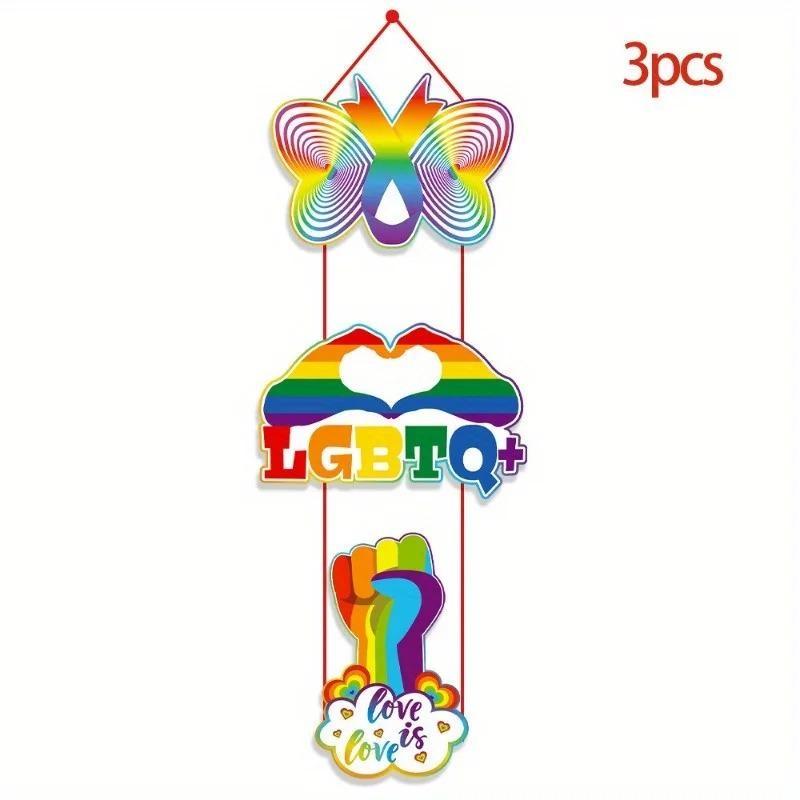 2 Set Celebrate Pride with Colorful Must-Have Party Accessory Rainbow Paper Door Hanging Decorations
