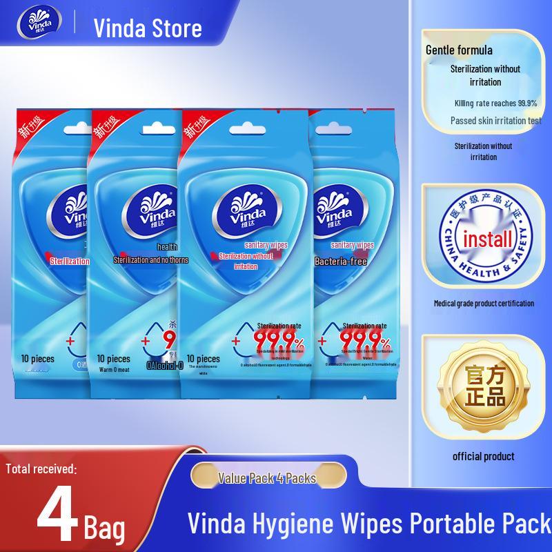 "Vinda Portable Sterilizing Wet Wipe: Single Disposable Disinfection Pack"