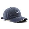 New Embroidery Peach Heart Spring/Summer Hat Adjustable Casual Soft Top Duck Hat Wash Denim Baseball Caps for Women Men Couple