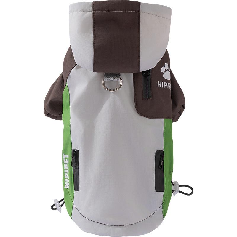 Dog jacket autumn and winter thickened warm contrasting pockets hooded going out charging cotton coat dog pet clothes