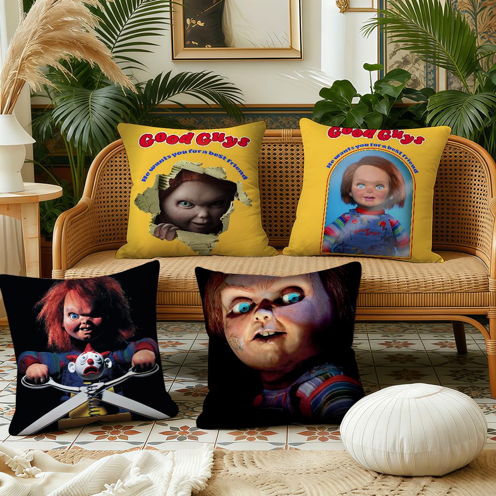 Movie Chucky Childs Play Cushion Cover Pillow Case Plush Fabric Soft Double Sided Print Sofa Cushion Cover Throw Pillow Covers