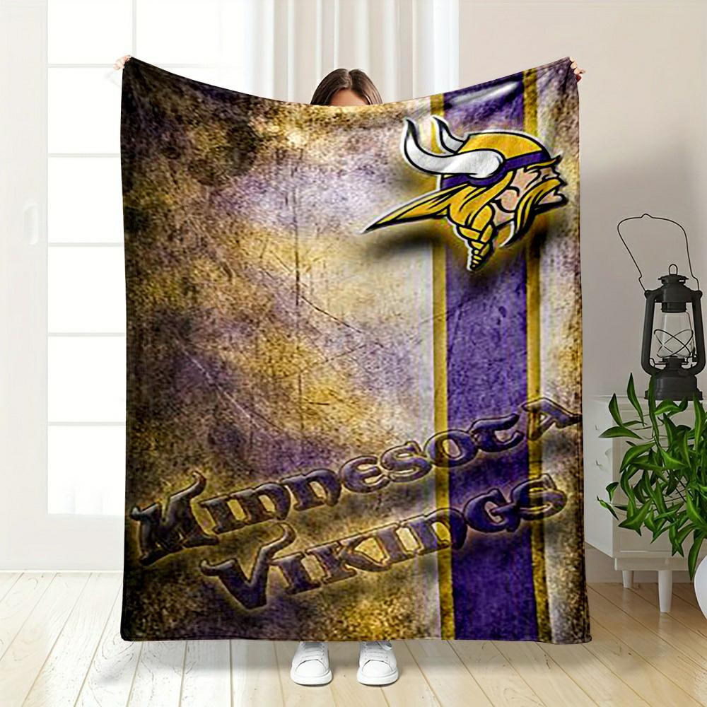 Minnesota Vikings Logo Design Blanket Flannel Blanket for Bedroom, Living Room, Sofa, and Nap Sofas.