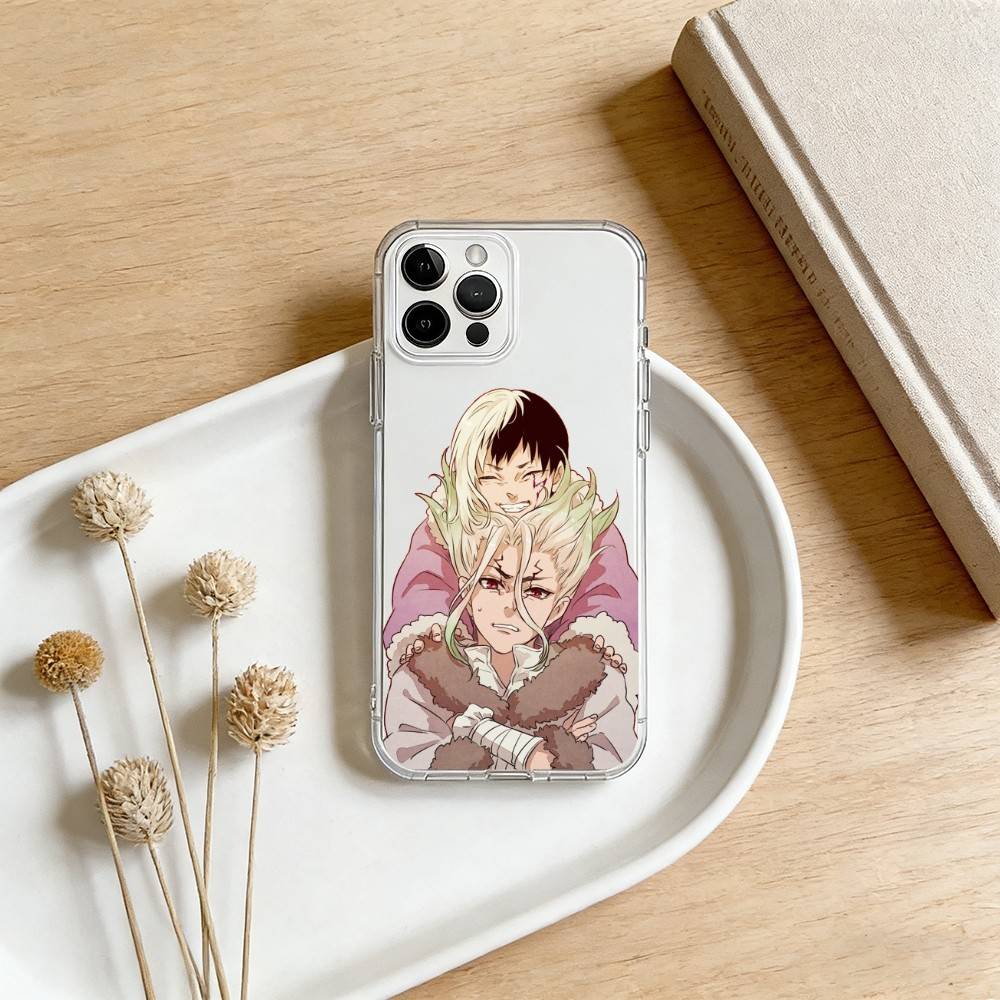 D-Dr S-Stone A-Anime Phone Case For iPhone 17 16 15 14 13 12 11 Mini Pro Max Plus Transparent Cover
