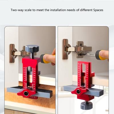 Multifunctional Aluminum Alloy Cabinet Door Mounting Tool Installation Positioner Set with Drill Bit for Home Repair