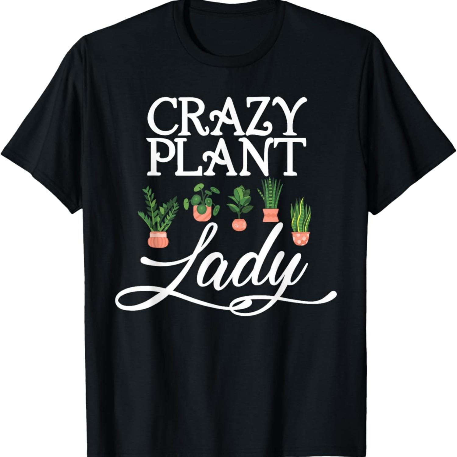 Retro Crazy Plant Lady, Plant Lover Gardener, Plant Mom T-Shirt S чёрный