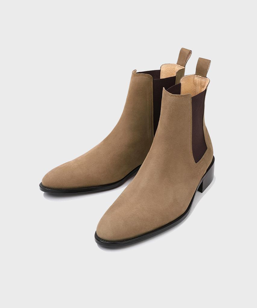 Firenze Atelier Rians_Slim Toe Square Banding Chelsea Boots 3338 [Beige Nubuck]