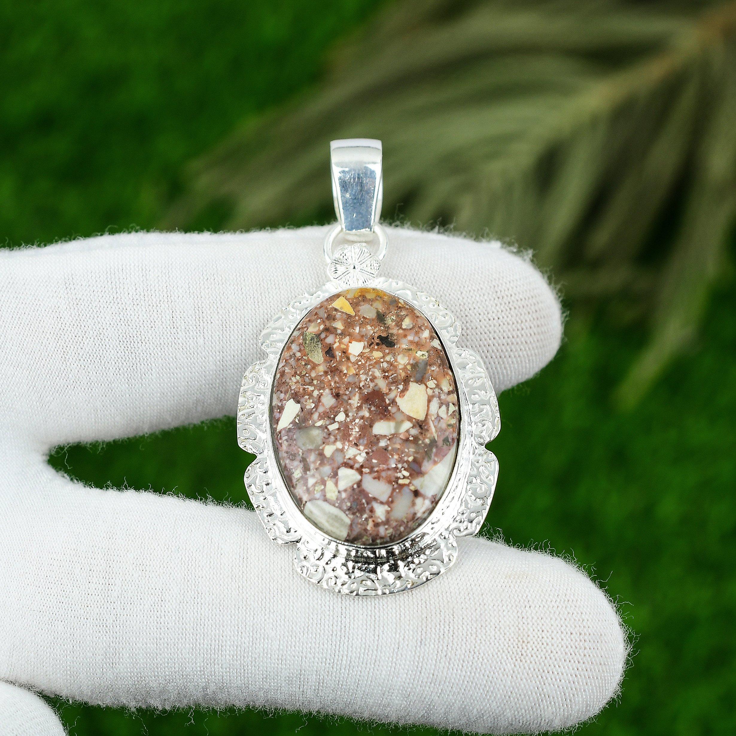 

Mothers day Sale Natural Red Brecciated Mookaite New Pendant 925 Sterling Silver