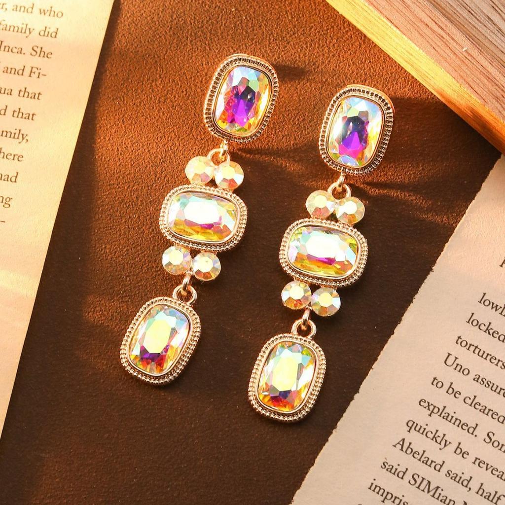 Earrings Bohemian Ethnic Style Earrings Diamond Turquoise Hollow Earrings Women'S Retro Versatile Earrings