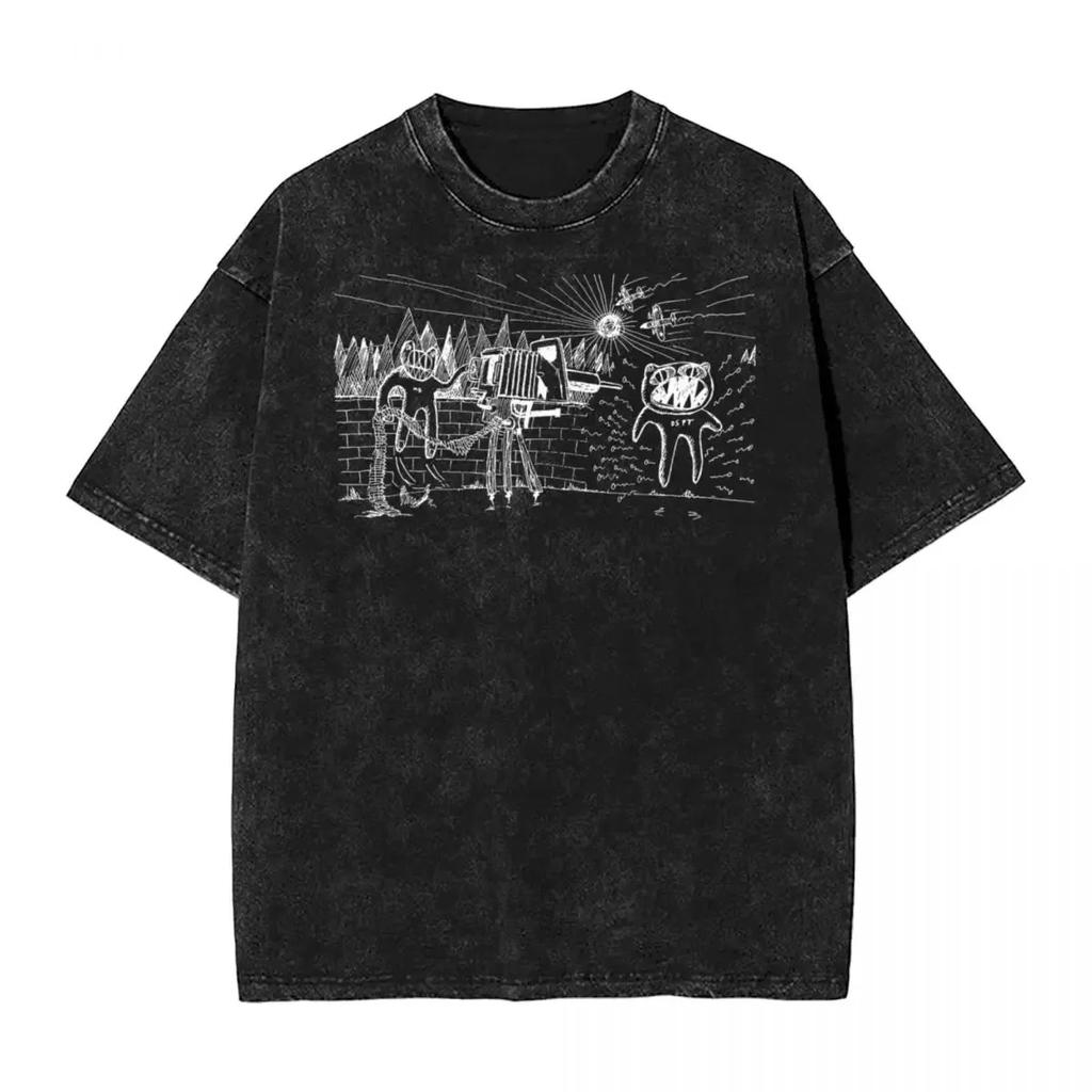 Washed T Shirts Radiohead Novelty T-Shirt Oversize Streetwear Short Sleeve Graphic Tops Tee Shirt for Men Women