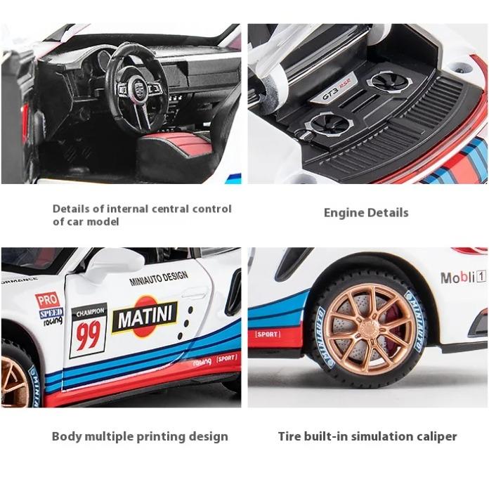 1/32 Scale Simulation Porsche 911 GT3 RSR Alloy Racing Model Ornaments Children's Holiday Gift, Open Door Sports Car Model Boy Toys