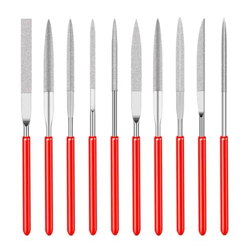 

Diamond Files, 3*140mm, Set of 10, Metal Rod Files, Precision Grinding, Deburring, Metal, Alloy, Ball, Ceramics, Glass, Plastic, Ironwork, Woodworking