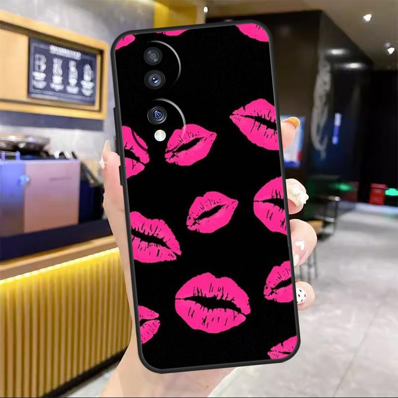 

Lipstick Pink Kiss Case For Honor X8a X9a X7a X6a X6 X7 X8 X9 8X 9X Magic 5 Pro 4 Lite 10 50 70 90 Lite Cover Honor X6