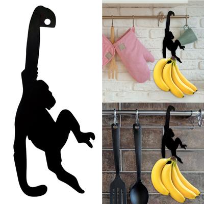 Perchero Gancho Mono Plátano Negro - Organizador de Almacenamiento Colgante de Metal Para Cocina, Baño, Dormitorio - Regalo Creativo y Divertido Para Amantes de los Animales y la Fruta