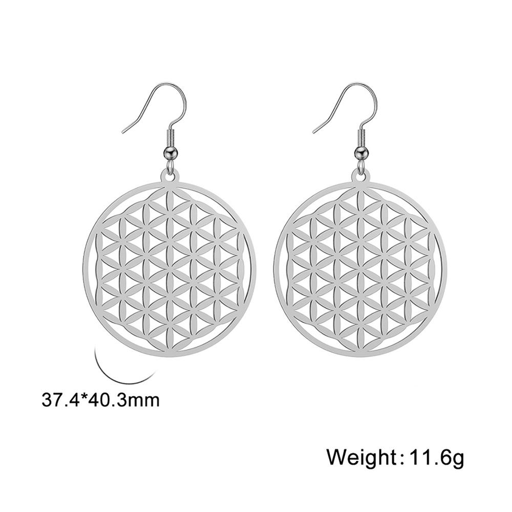 My Shape Flower of Life Drop Earrings for Women Stainless Steel Mandala Sacred Geometry Flower Dangle Earring Amulet Jewelry