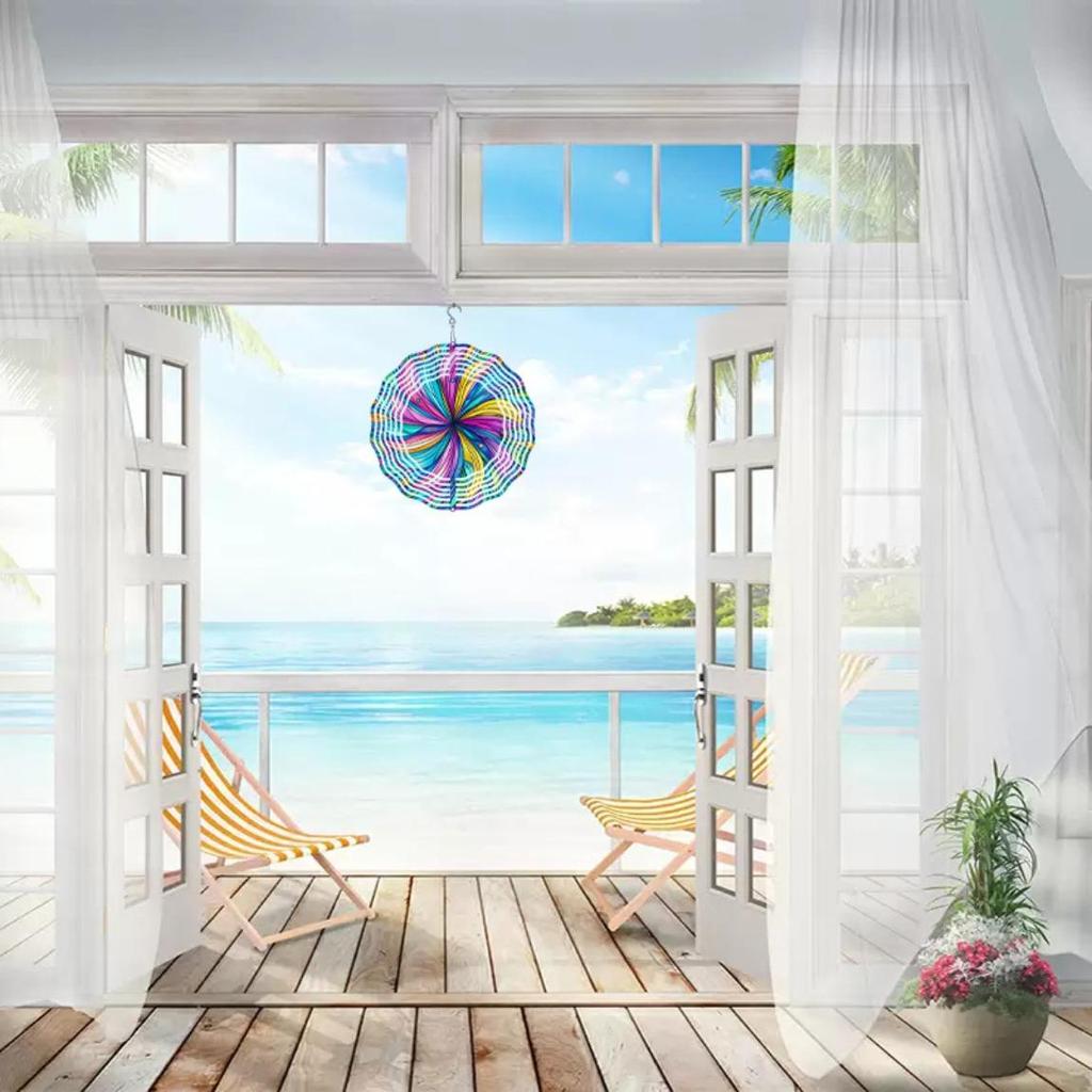 Handcrafted 2D Metal Wind Chime Mandala Floral Birds Design Outdoor Garden Patio Balcony Decor No Electricity Needed Weather Resistant