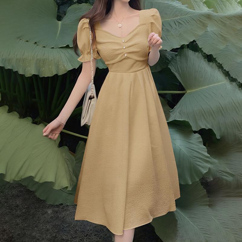 

ZANZEA Женское летнее повседневное платье А-силуэта с коротким рукавом 3XL хаки