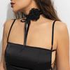 Retro Floral Fabric Choker with Tassel Necklace