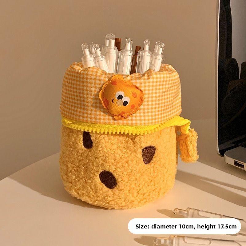 Nylon Cute Cookie Shape Pen Holder With Foldable Design For Home Office Organization