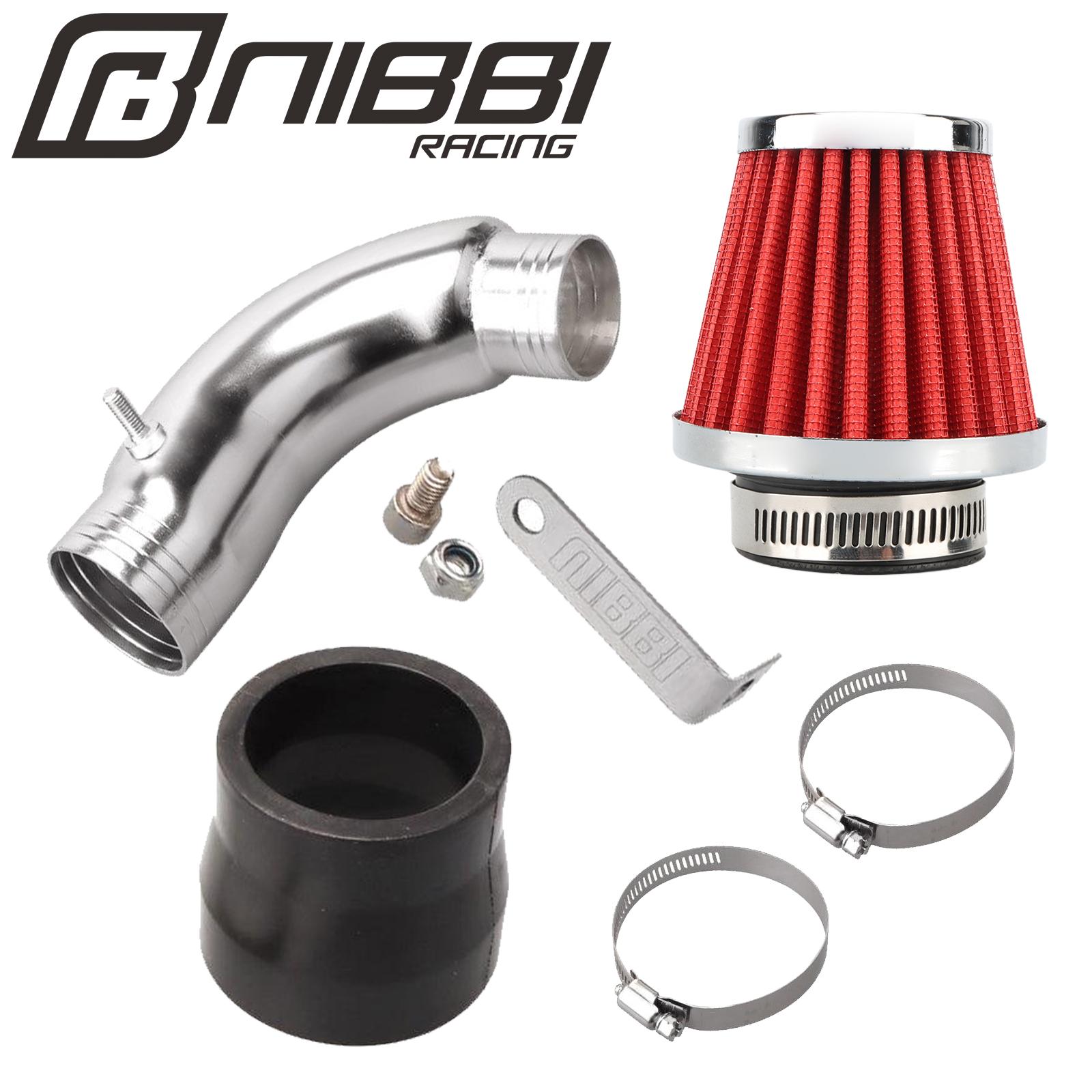 

NIBBI High Flow CNC Air Filter 48mm Aluminum Curve Pipe Intake Manifold Kit for Honda Yamaha GY6 Scooter Engine Carburetor Inter Red Filter Kit