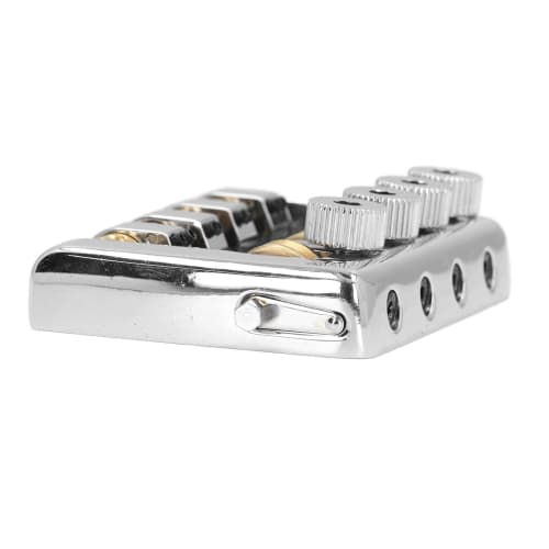 Easy-to-Install Headless Bass Bridge for 4 Strings with Replacement String Locks (Silver)