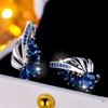 Luxury Female Blue Green Clip Earrings Charm Gold Color Trendy Zircon Stone Wedding  For Women