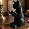Sculpture de Chat en Plastique Statue de Bureau Imprimée en 3D Figurine de Chat Lisant Drôle Décoration d'Étagère à Livres