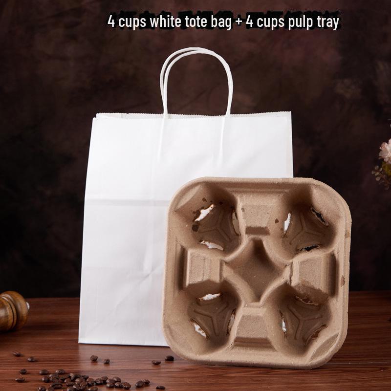 Enhanced Milk Tea Cup Holder: Tearable Into 2 or 4 Sections, Perfect for Beverages and Pulp.