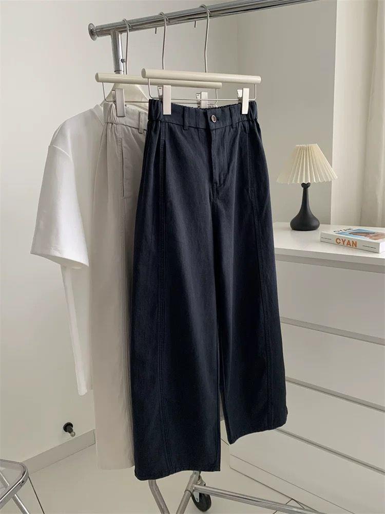 2025 Spring Retro Patchwork Women's Slimming Wide-Leg Workwear Pants