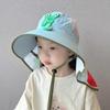 Kids Wide Brim Sun Hat Solar Rechargeable Fan Neck Flap Uv Protection For Summer Beach Activities