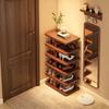 Wood Shoe Rack Multi-Tier Entryway Storage Shelf Sturdy Narrow Floor Organizer Space-Saving Storage for Home Hallway Room