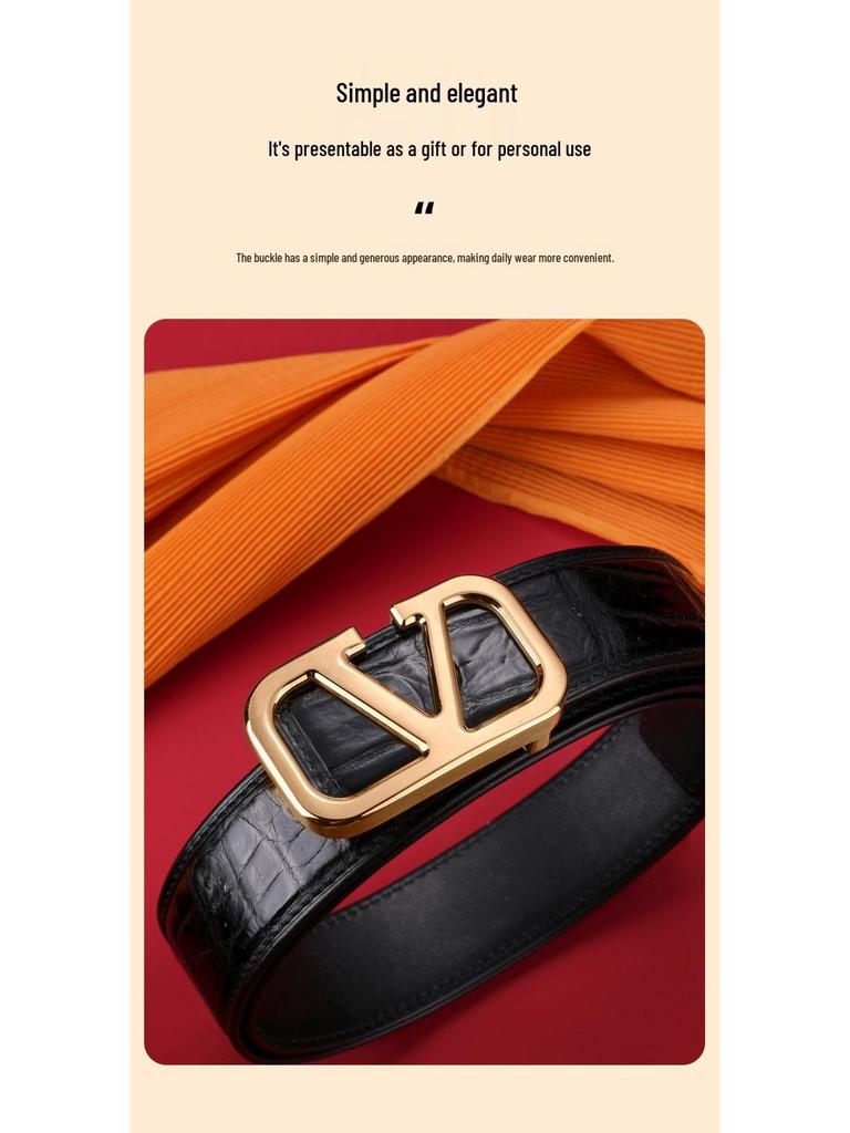 Paul Messier Herren Glatte Schnalle Alligatorleder Gürtel PL608101