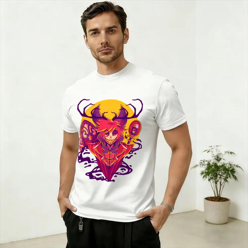 Hazbins Hoteling Vox Unisexs T Shirts Novelty Tee Shirt Short Sleeve Crewneck TShirt Cotton New Arrival Clothing