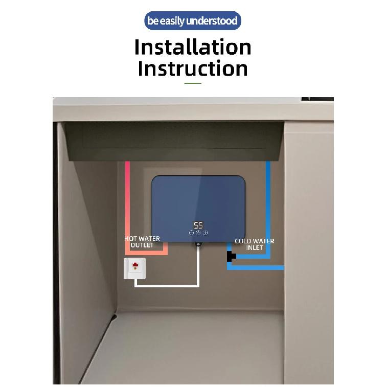 Directe Warmwaterboiler, 6000W 220V Op Aanvraag Warm Elektrische Tankloze Waterverwarmer met Digitaal Display, Constante Temperatuur