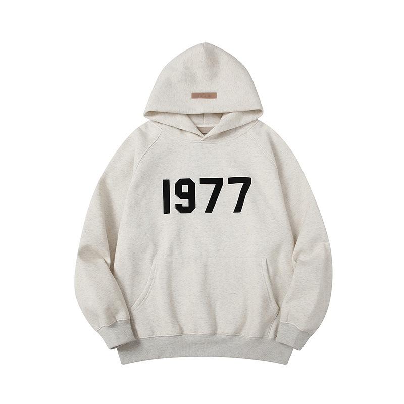 Three-dimensional flocking 1977 men's and women's American high street hoodie sweater trousers casual suit