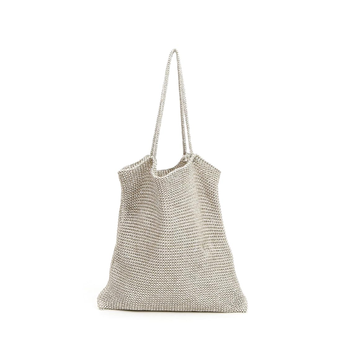 

Lame yarn knitted tote bag