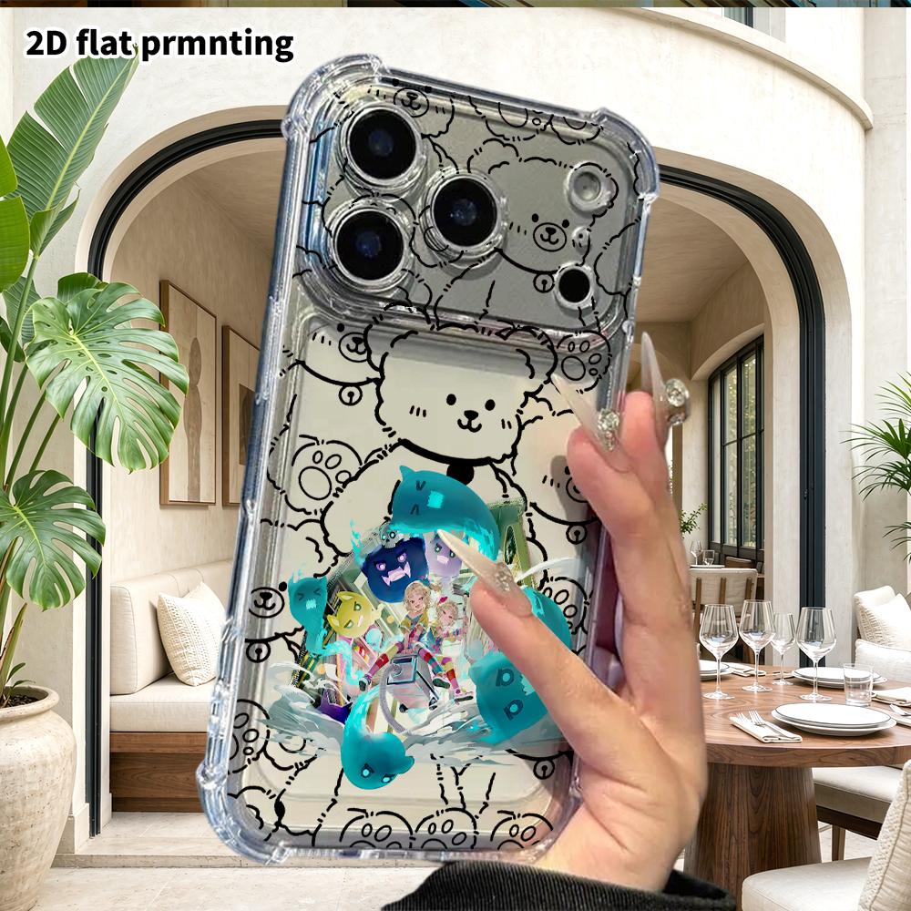 Phone Case: 2D Flat Suitable for iPhone 18 17 16 15 14 13 Pro, Transparent Four Corner Protective Case, Twin Girls, Christmas and Halloween Gift
