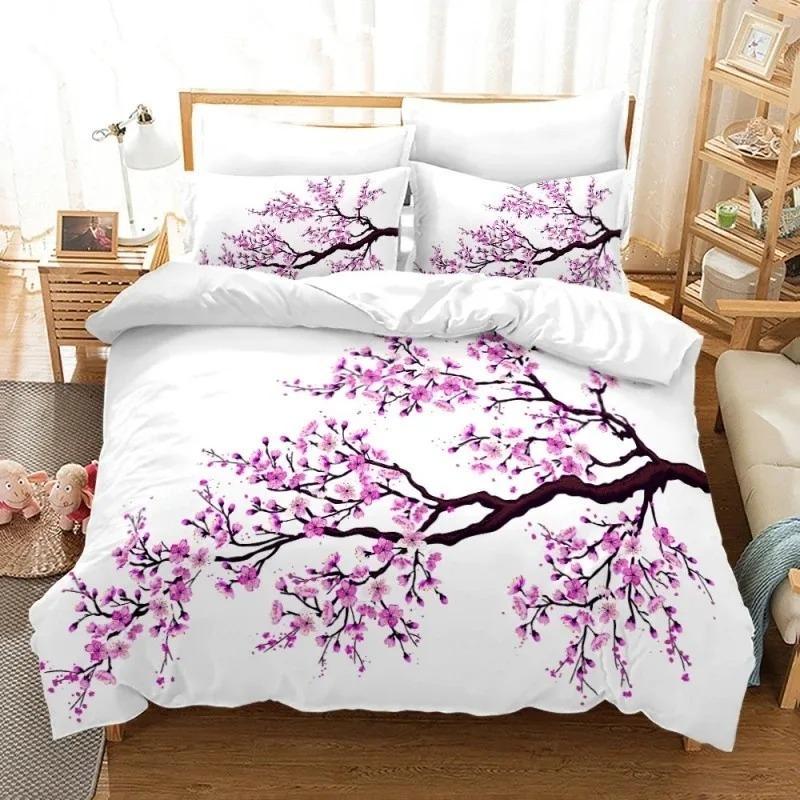 Wash Painting Bedding Set Chinese Style 3D Printed Duvet Cover With Pillowcase Ink And Wash Flower Bamboo Design Comforter Cover