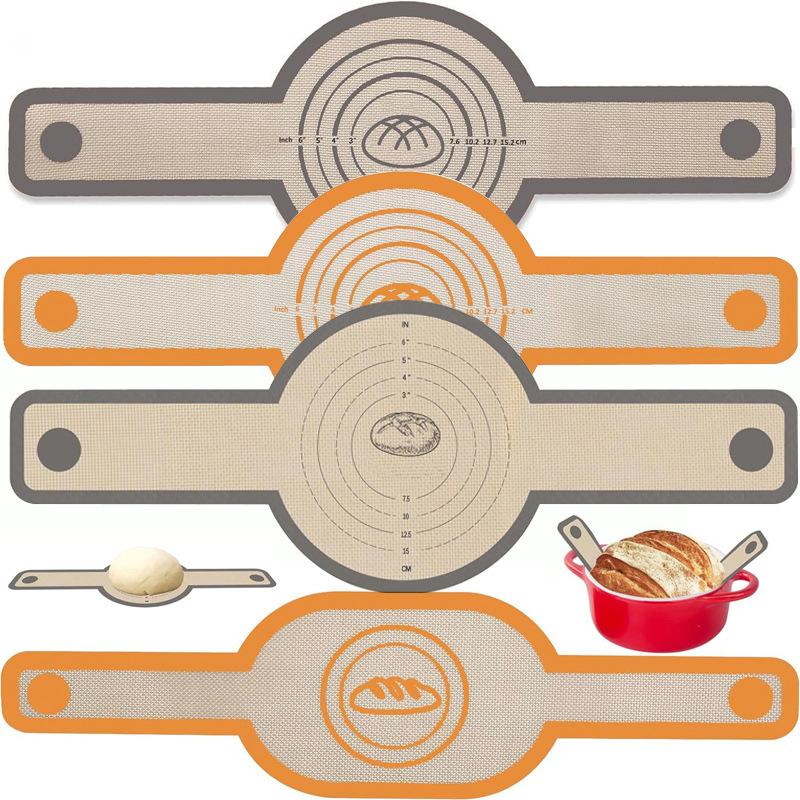 Telo in Silicone Riutilizzabile per Cottura in Forno con Dutch Oven Tappetino Lunghe Maniglie Rivestimenti Antiaderenti per Impasto Trasferibile Accessori per Pasticceria