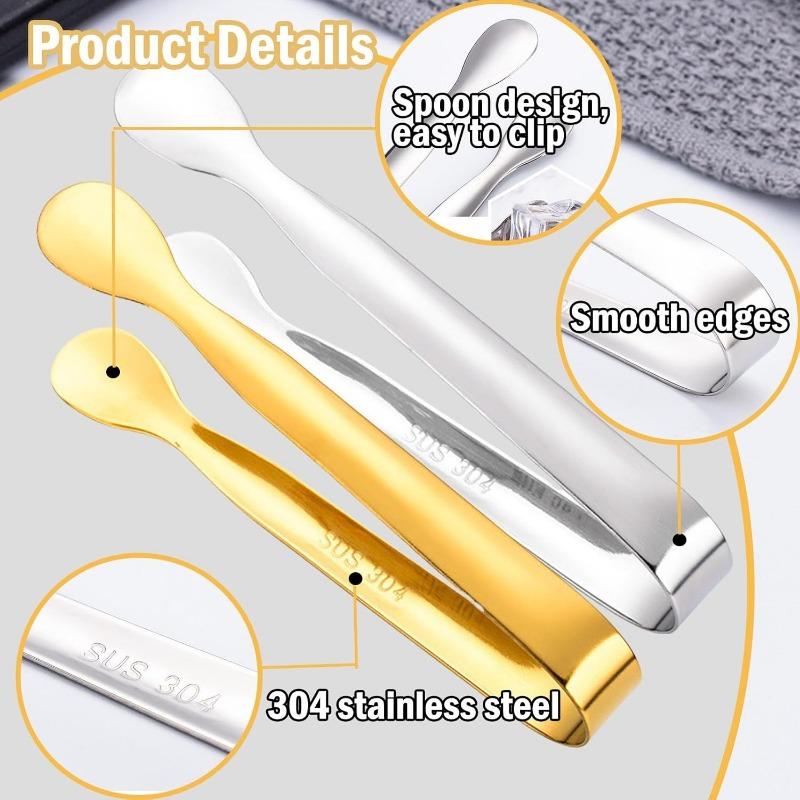 Mini servírovací kleště, 304 nerezová ocel malé kleště na předkrmy, 11cm kleště na led kleště na cukr na předkrmy dezerty kbelík na led, čajový dýchánek, kávový bar