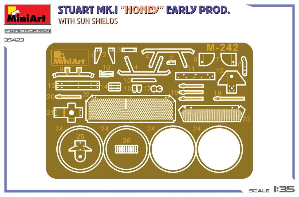 Miniart Stuart Honey Early Model with Sunshield Plastic Model Kit MA35423 1/35 Mk.I (Tank)