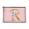 Flower  Letter Print Zipper Storage Bag  Lightweight Versatile Pouch Trendy Clutch Bag