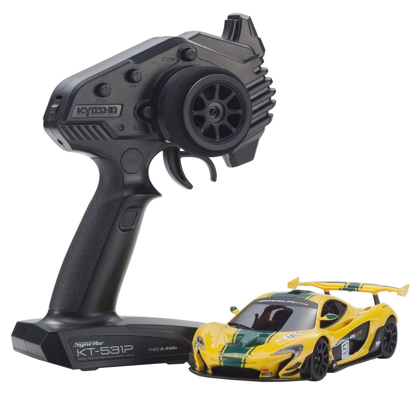 Kyosho RWD Ready Set McLaren P1 GTR Электрическая радиоуправляемая модель 32375YG Mini-Z MR-04 Желтый/Зеленый