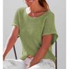 Summer Fashion Casual Round Neck Solid Color Knitted Sweater Loose Short Sleeved Women's Top