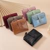 Multi-Card Slots Women Short Wallet  Pu Leather Solid Color Zipper Clutch Crocodile Print Waterproof Card Bag Coin Purse