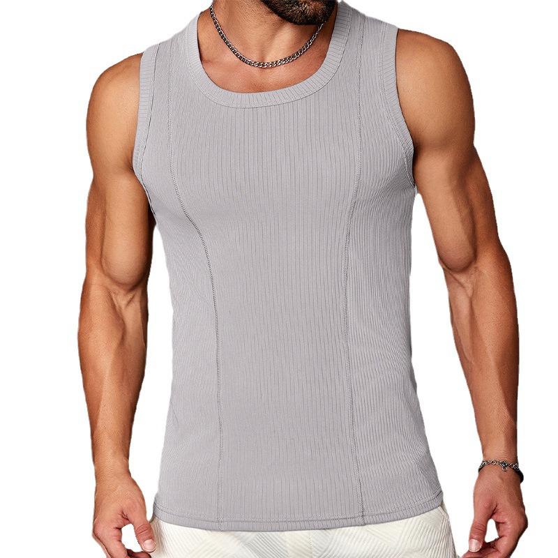 Men's Korean Style Quick-Dry Sleeveless Slim Fit Tank Top for Summer Fitness