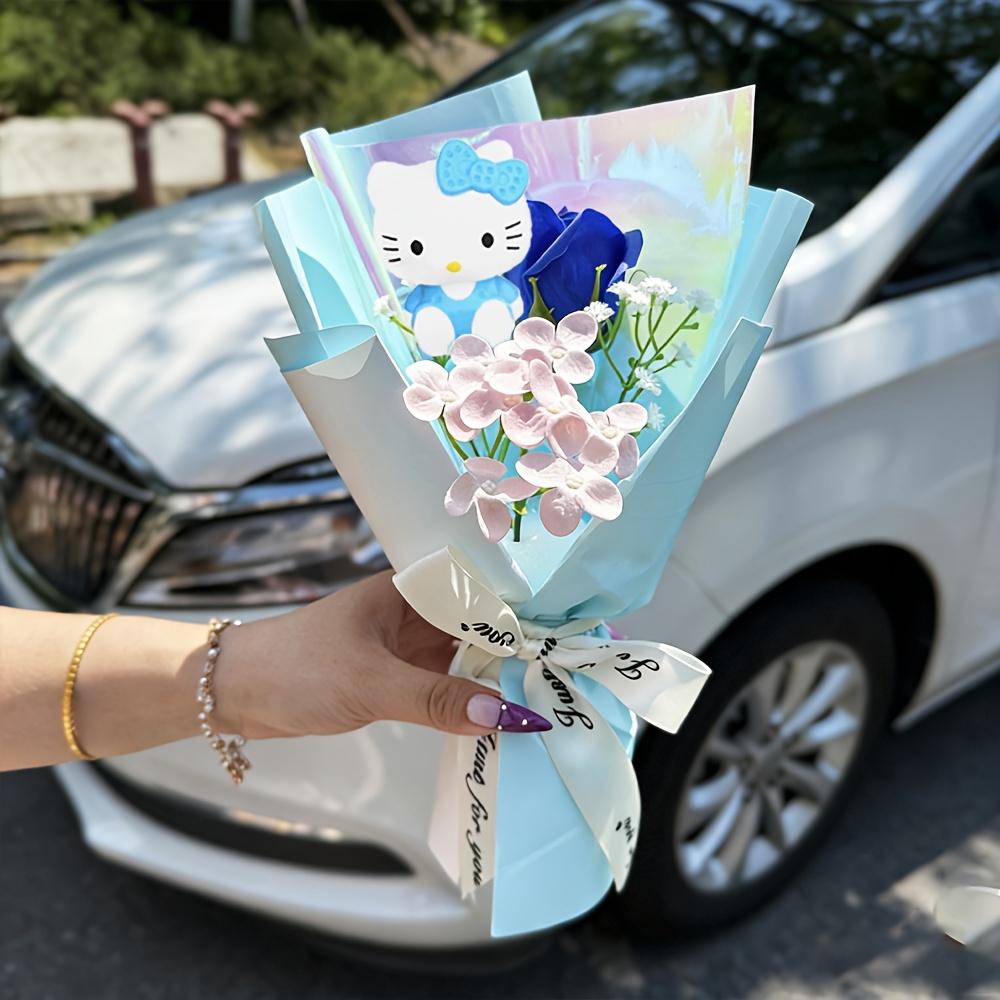 Sanrio Artificial Flowers Bouquet Hello Kitty Rose Bouquet Hello Kitty Artificial Roses New Year Gift Hello Kitty Rose Bouquet P синий