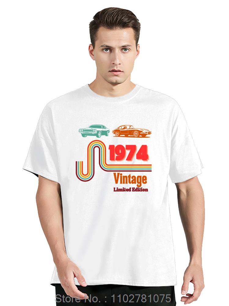Born In Vintage 1974 Oversized T-shirt Limited Edition Cassette Men Clothing Vintage Cotton Tshirt Funny Tees Fitness T Shirt