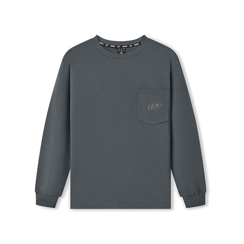 Skechers Sport Alliance Series Fashion Simple Comfortable Versatile Long Sleeve T-Shirt Men Tops L325M070-013P S