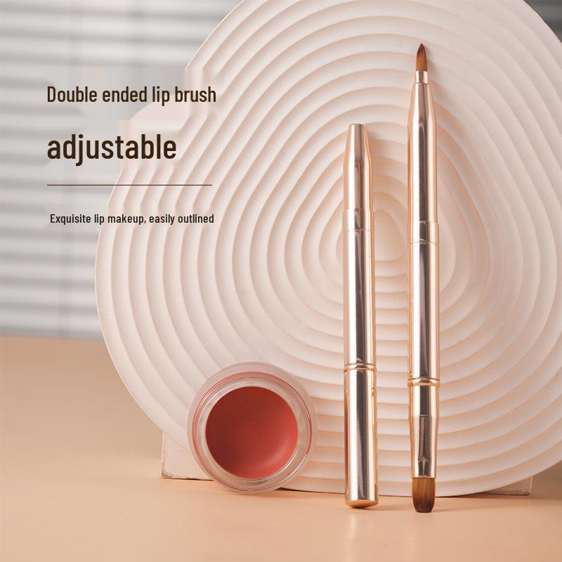 Dual-ended Retractable Lip & Concealer Brush with Lid - Portable, Multifunctional Beauty Tool