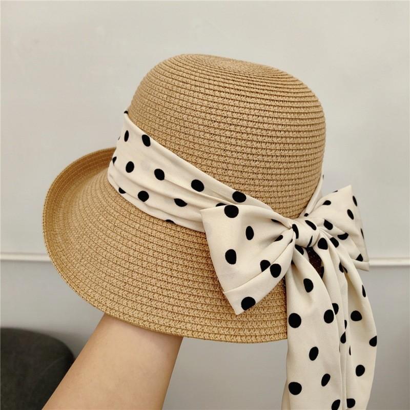 Summer new sun hat women's South Korea Dongdaemun weaving hollowed out after split fork sun protection hat fisherman hat children